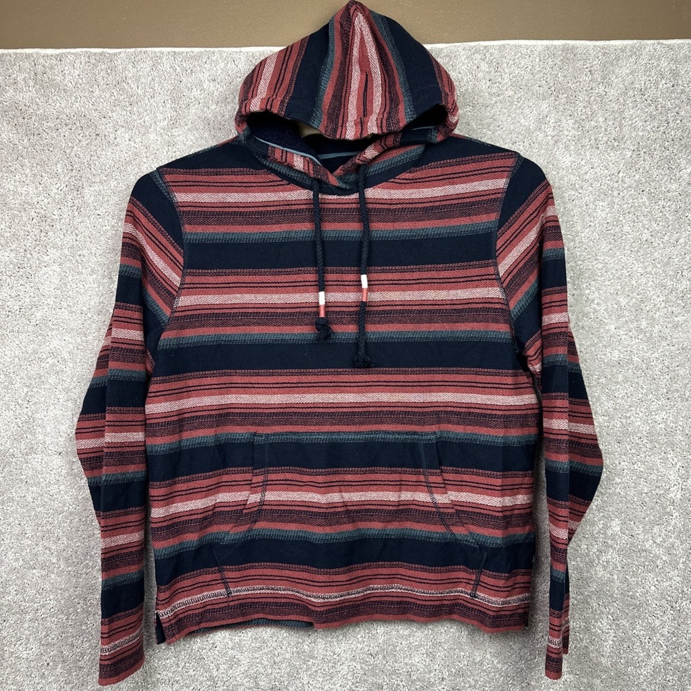 Fat‎ Face Men's Long Sleeve Trescowe Breton Stripe Hoodie in Red Multi XL